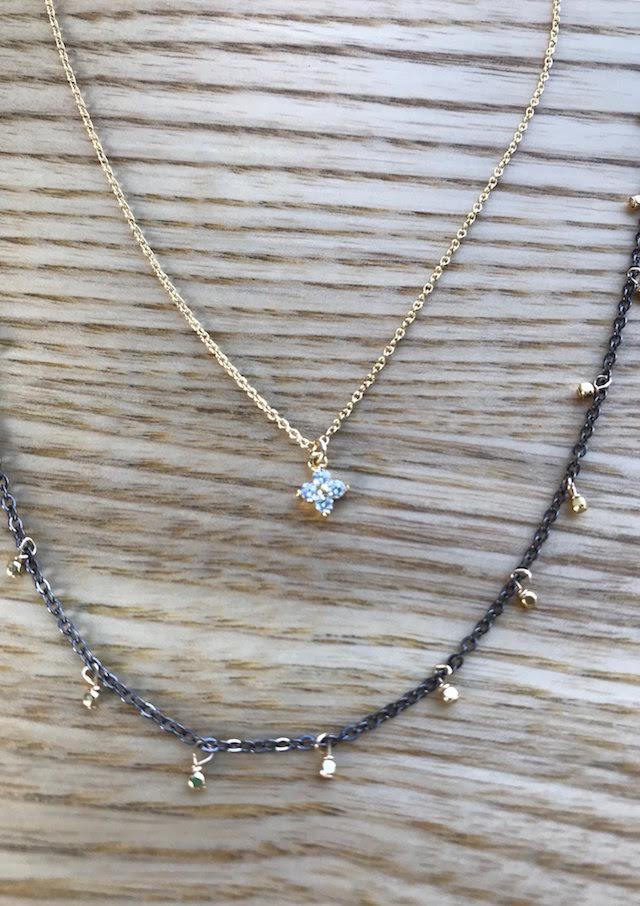 Sonya Renee Gun Metal & Gold Nugget Sabrina Necklace