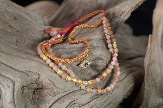 Tai Coral Beaded Evil Eye Bracelet