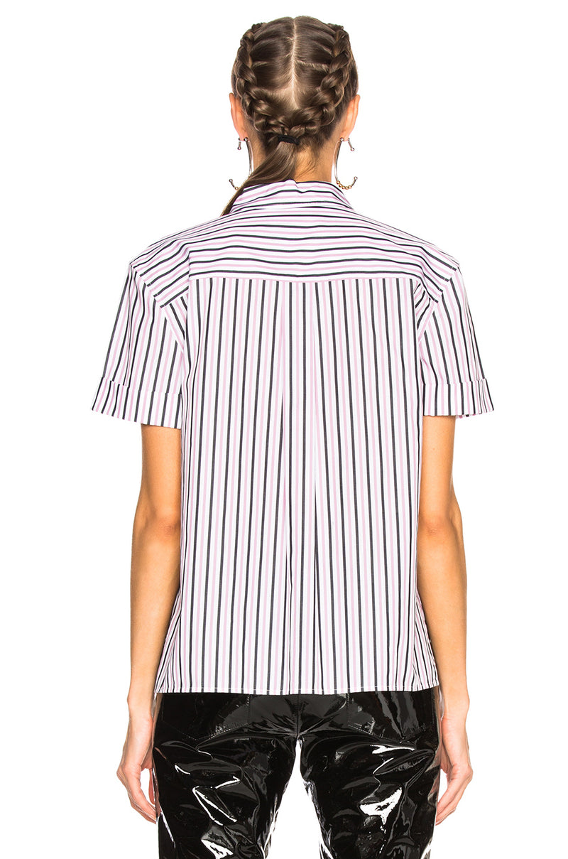 Equipment Paulette Short Sleeve Button Down in Bright White/Orchid Smoke