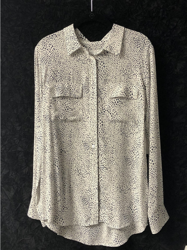 Equipment Slim Signature Blouse in Bright White Print Pattern