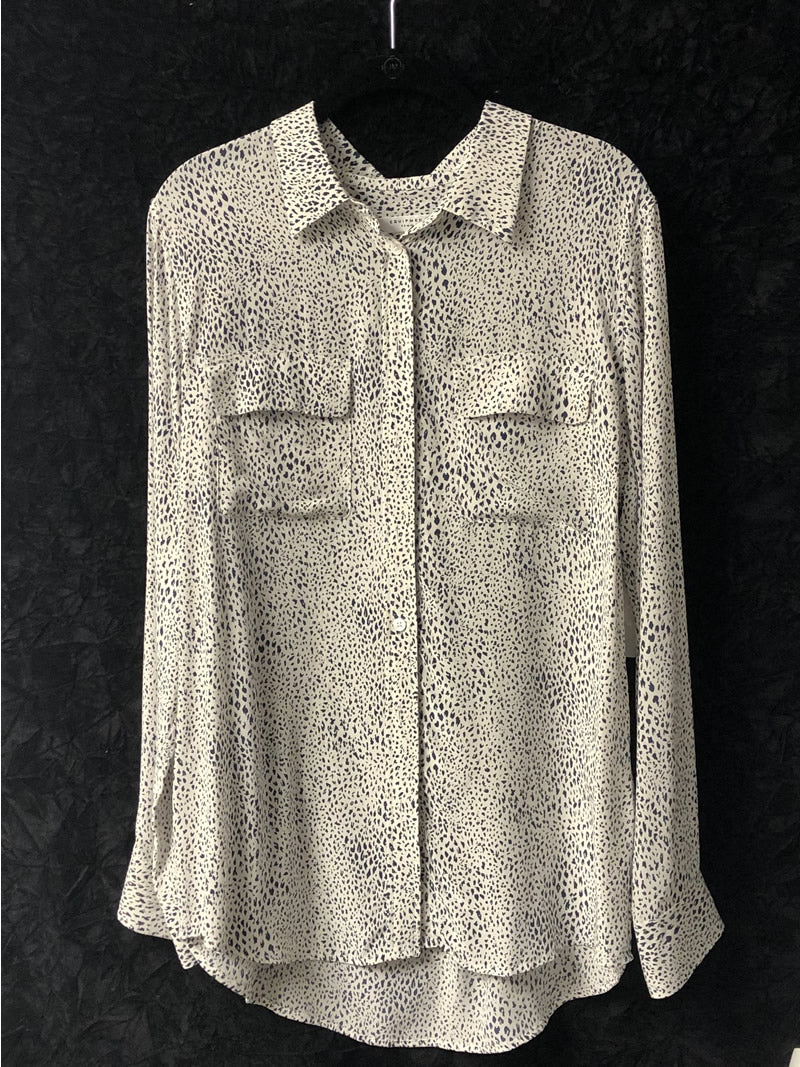 Equipment Slim Signature Blouse in Bright White Print Pattern