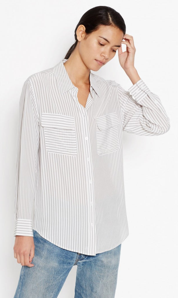 Equipment Signature Blouse in Bright White/Moondust
