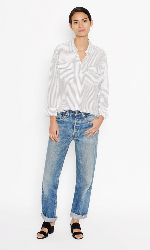 Equipment Signature Blouse in Bright White/Moondust