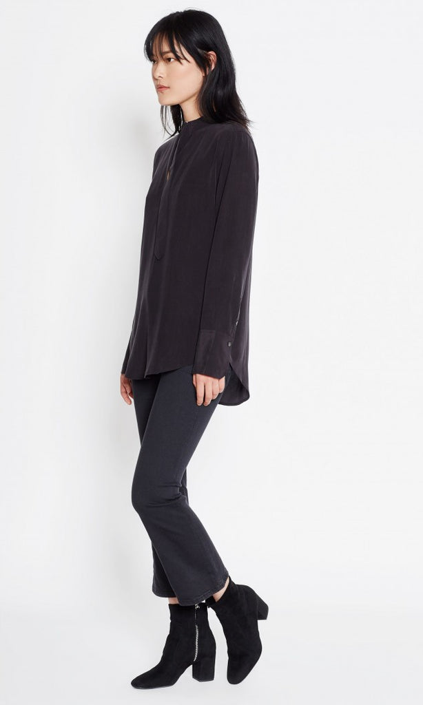 Janelle Silk Blouse in True Black