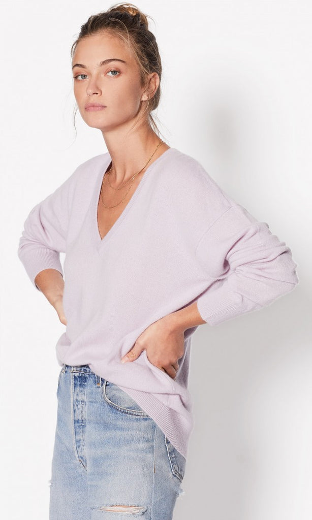 Equipment Lucinda V Neck Cashmere Sweater in Violet Ice