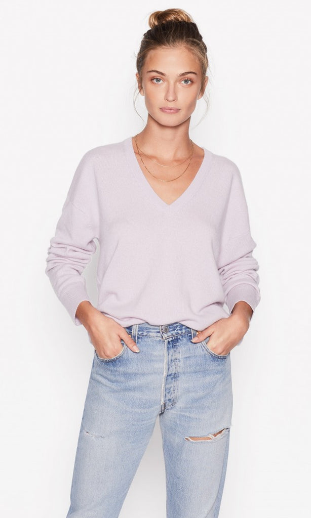 Equipment Lucinda V Neck Cashmere Sweater in Violet Ice