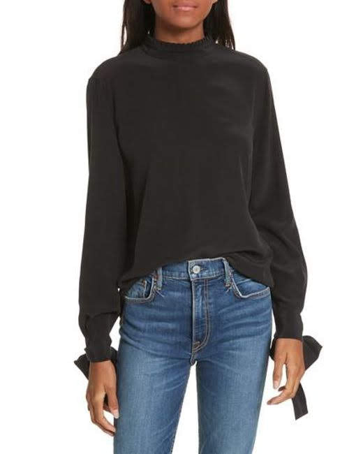 Equipment Aurora Tie Silk Blouse in True Black