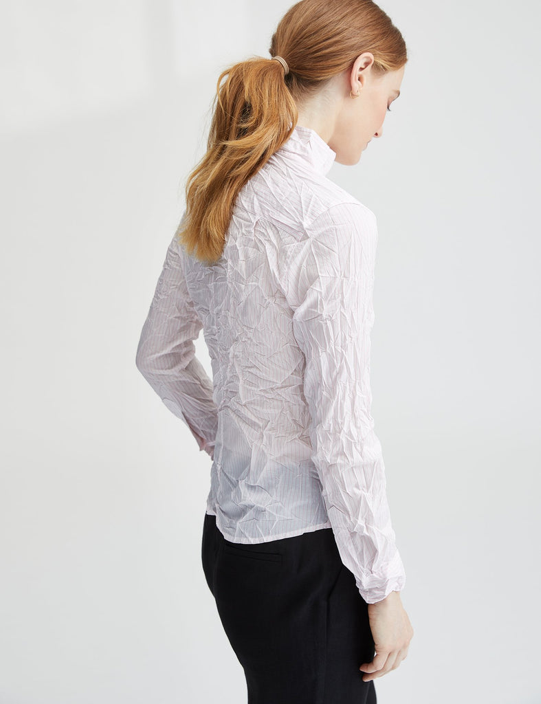 Frank & Eileen Barry Crinkle Shirt in Pink/White Stripe