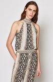Joie Erola Mock-Neck Snakeskin Print Top in Porcelain