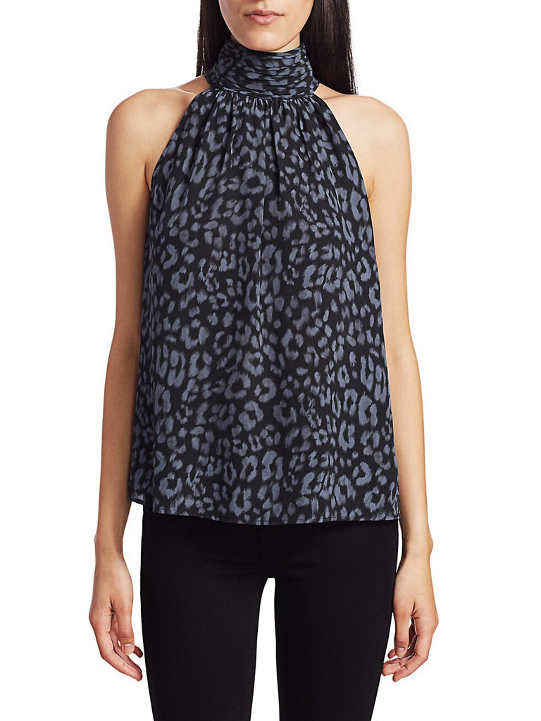 Joie Erola Leopard Print Halter Top in Midnight