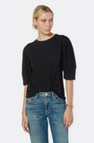 Joie Lydia Short Sleeve Cotton Top in Black Caviar
