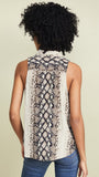 Joie Branka Snakeskin Print Top in Porcelain