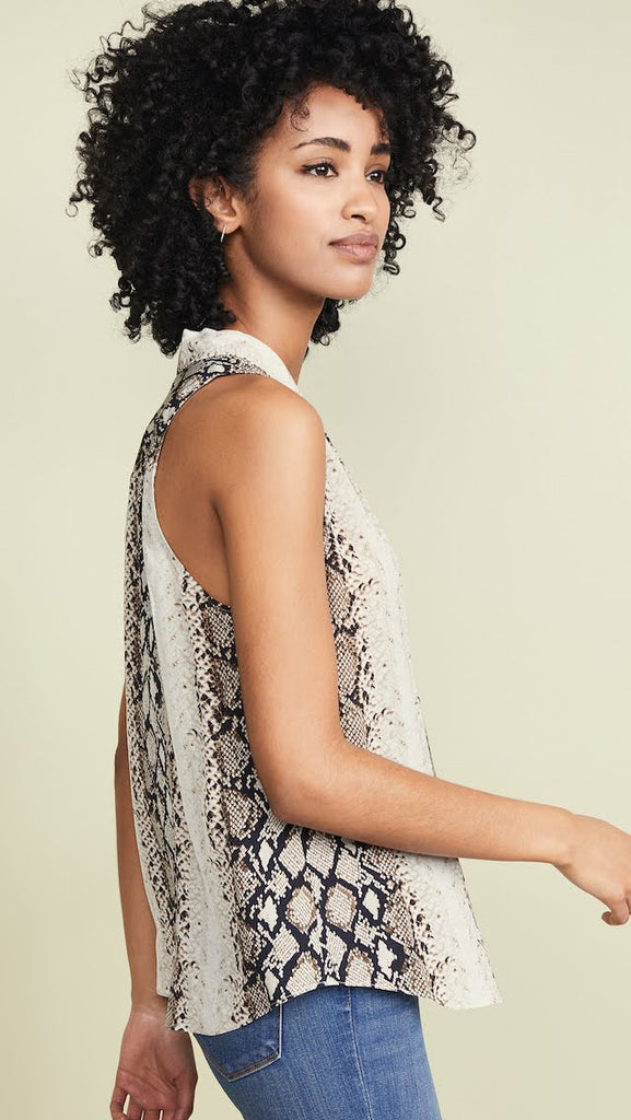 Joie Branka Snakeskin Print Top in Porcelain