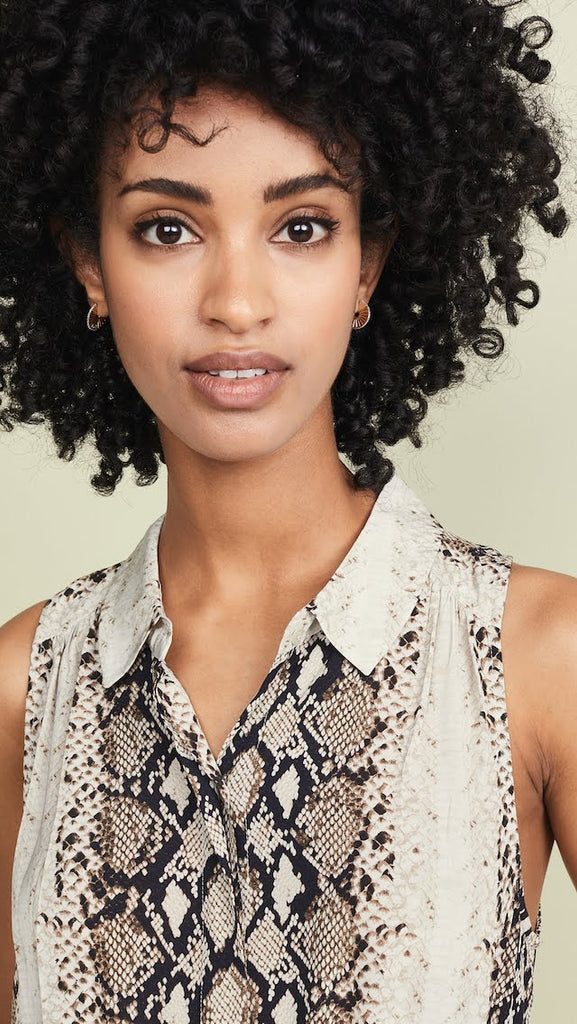 Joie Branka Snakeskin Print Top in Porcelain