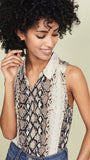 Joie Branka Snakeskin Print Top in Porcelain