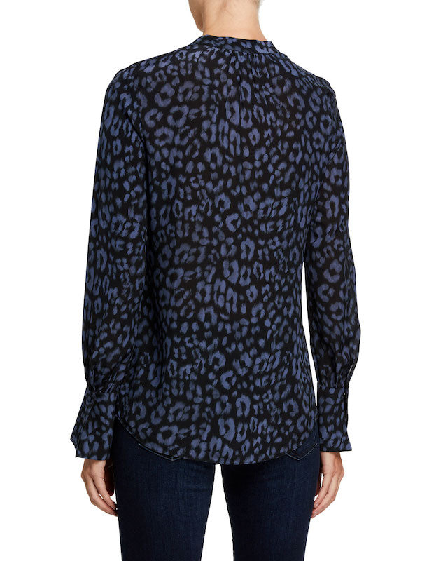 Joie Tariana Leopard-Print Button-Down Top in Midnight