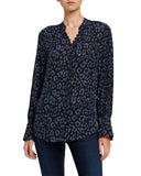 Joie Tariana Leopard-Print Button-Down Top in Midnight