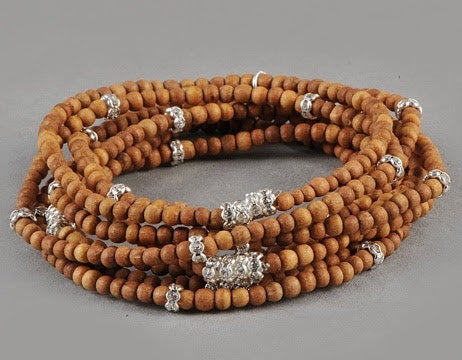 Lisa Freede Moroccan Bracelet Stack in Sandalwood/Black Diamondite/Gold Plated Pyrite