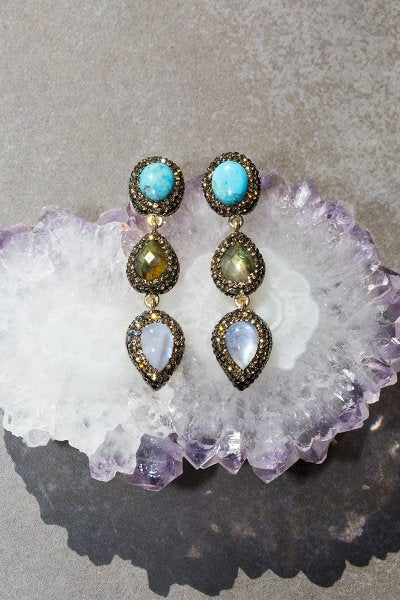 Native Gem Barbados Three-Tiered Earrings