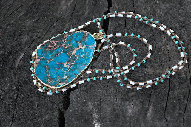 Native Gem Hand-Crochet Turquoise Jasper Necklace