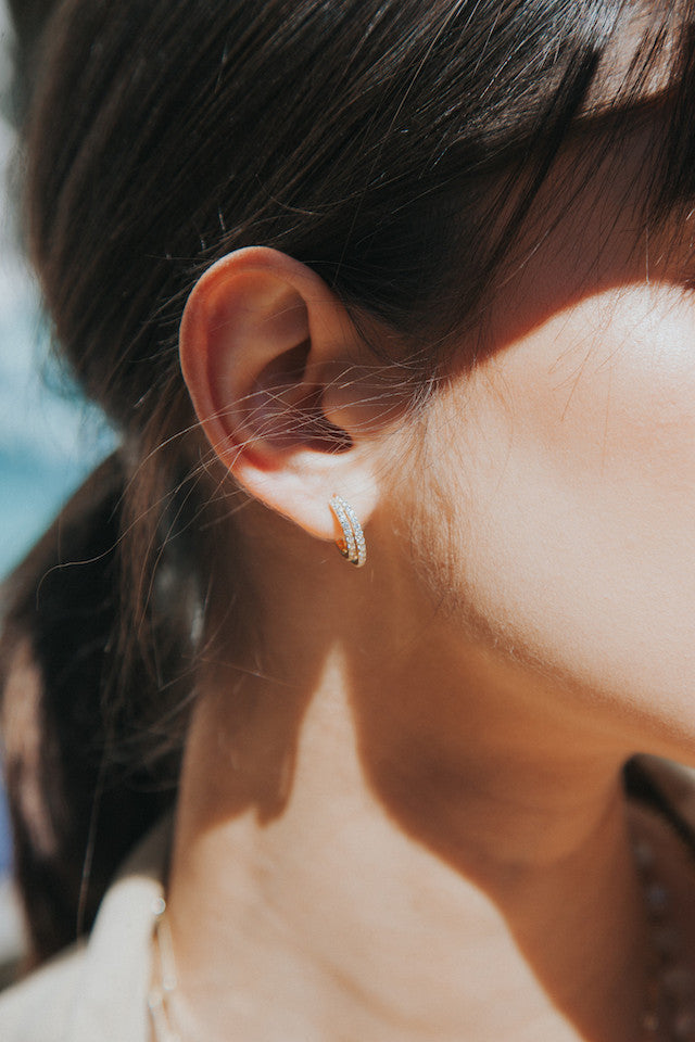 Native Gem Gold Evil Twin Huggie Earrings