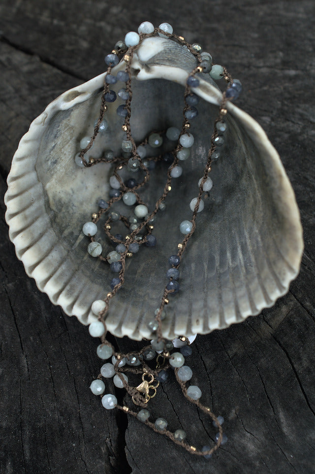 Native Gem Oceans Wrap/Necklace with Peruvian Opal & Lapis