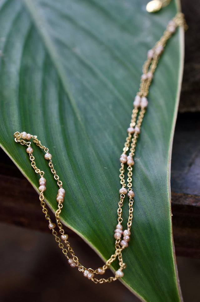 Sonya Renee Gold & Pink Pearl Sabrina Necklace
