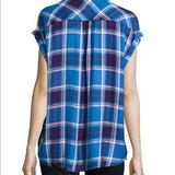 Rails Britt Short Sleeve Shirt in Santorini and Royal Blue