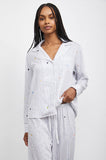 Rails Clara Pajama Set in Robin Stripe with Heart Embroidery