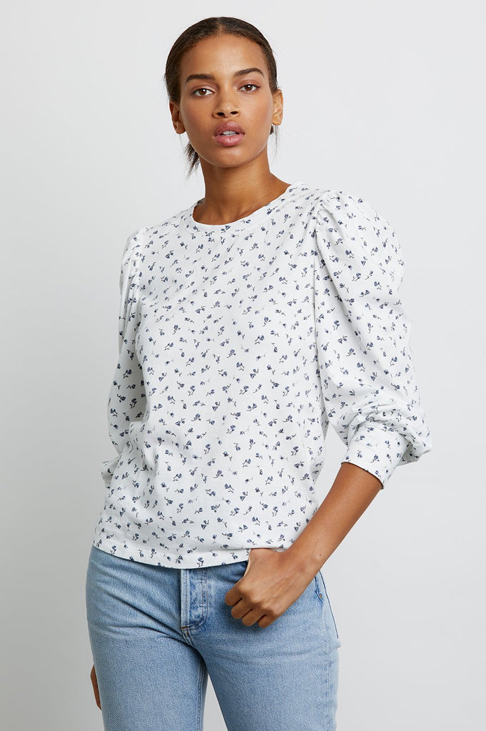Rails Emilia Puff Sleeve Tee in Indigo Buds