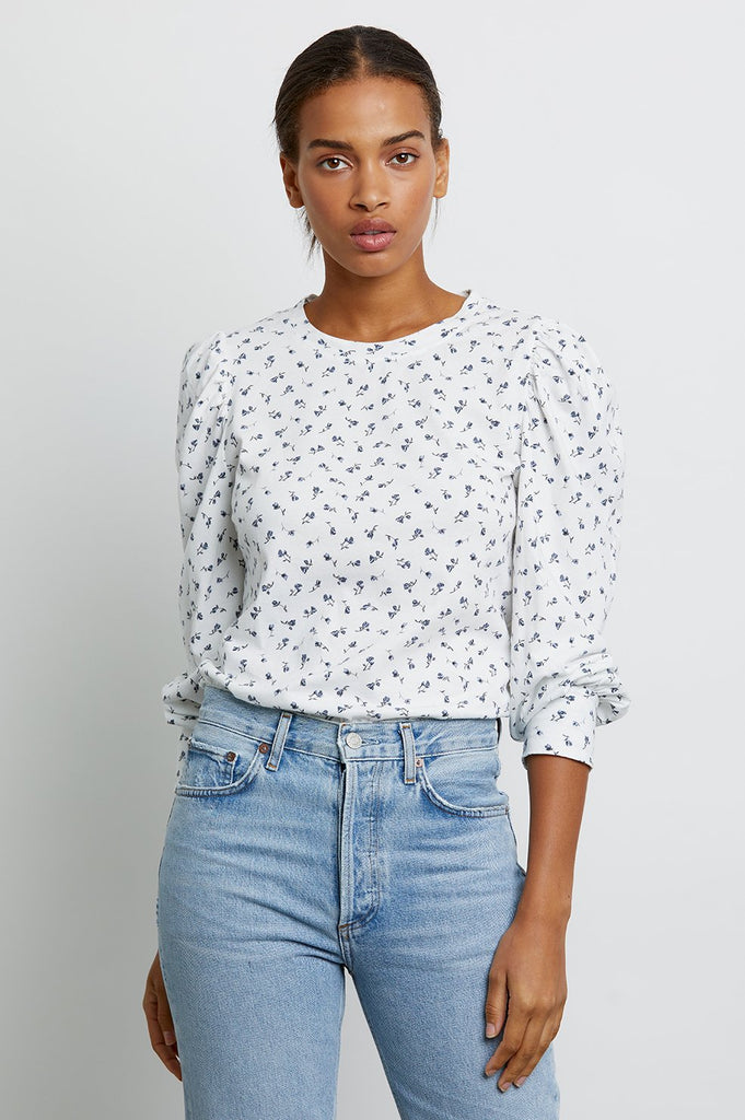 Rails Emilia Puff Sleeve Tee in Indigo Buds