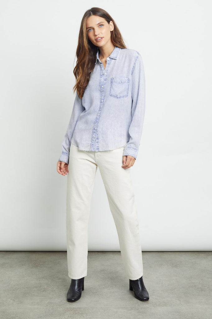 Rails Ingrid Raw Light Acid Wash Button Down Shirt