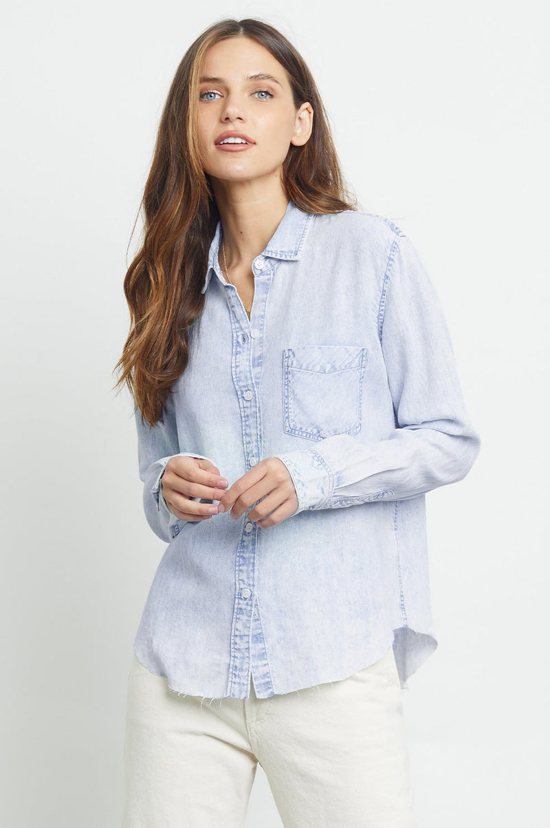 Rails Ingrid Raw Light Acid Wash Button Down Shirt