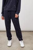 Rails Kingston Sweatpants in Navy with Embroidered Flower Buds