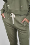 Rails Kingston Sweatpants in Olive with Embroidered Ivory Stars
