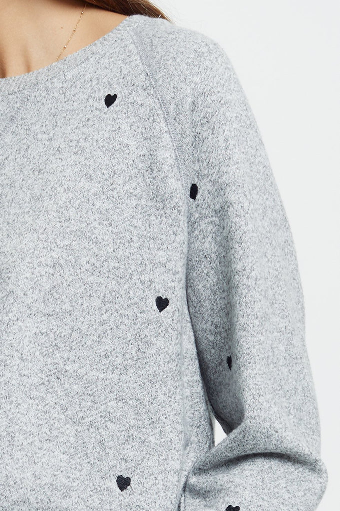 Rails Callahan Sweatshirt in Melange Grey with Black Hearts