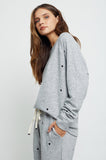 Rails Callahan Sweatshirt in Melange Grey with Black Hearts
