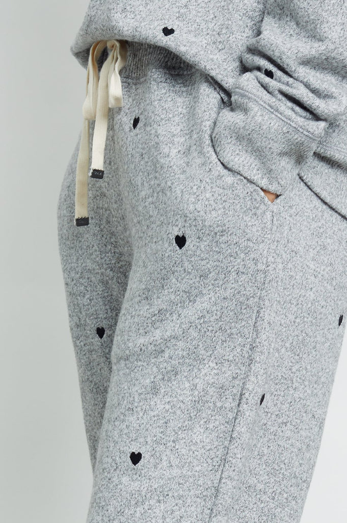 Rails Oakland Sweatpants in Melange Grey with Black Hearts