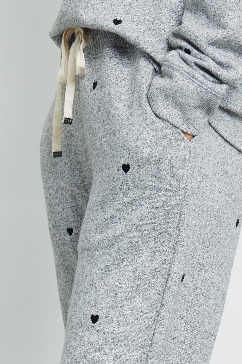 Rails Oakland Sweatpants in Melange Grey with Black Hearts