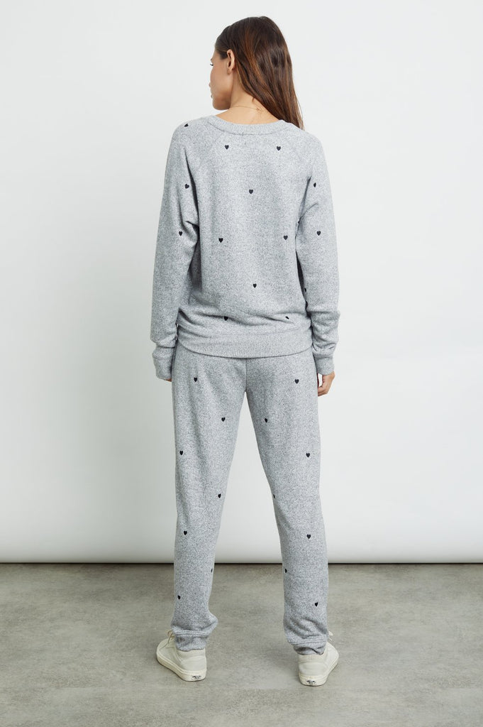 Rails Oakland Sweatpants in Melange Grey with Black Hearts