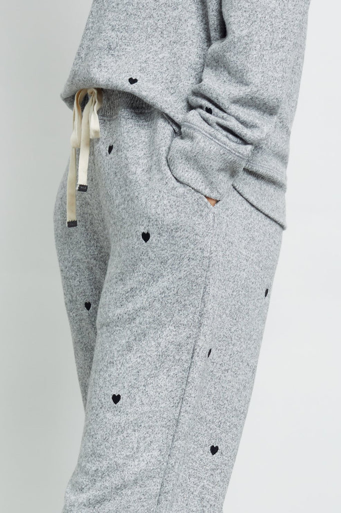 Rails Oakland Sweatpants in Melange Grey with Black Hearts