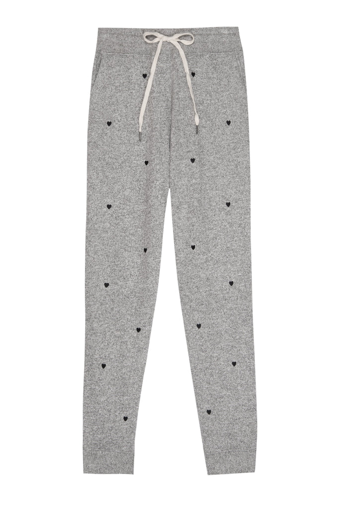 Rails Oakland Sweatpants in Melange Grey with Black Hearts