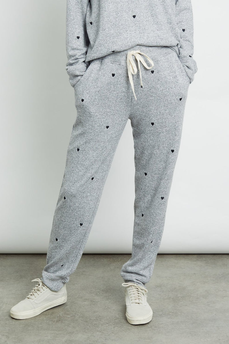 Rails Oakland Sweatpants in Melange Grey with Black Hearts