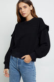Rails Pauline Ruffled Sweatshirt in Black