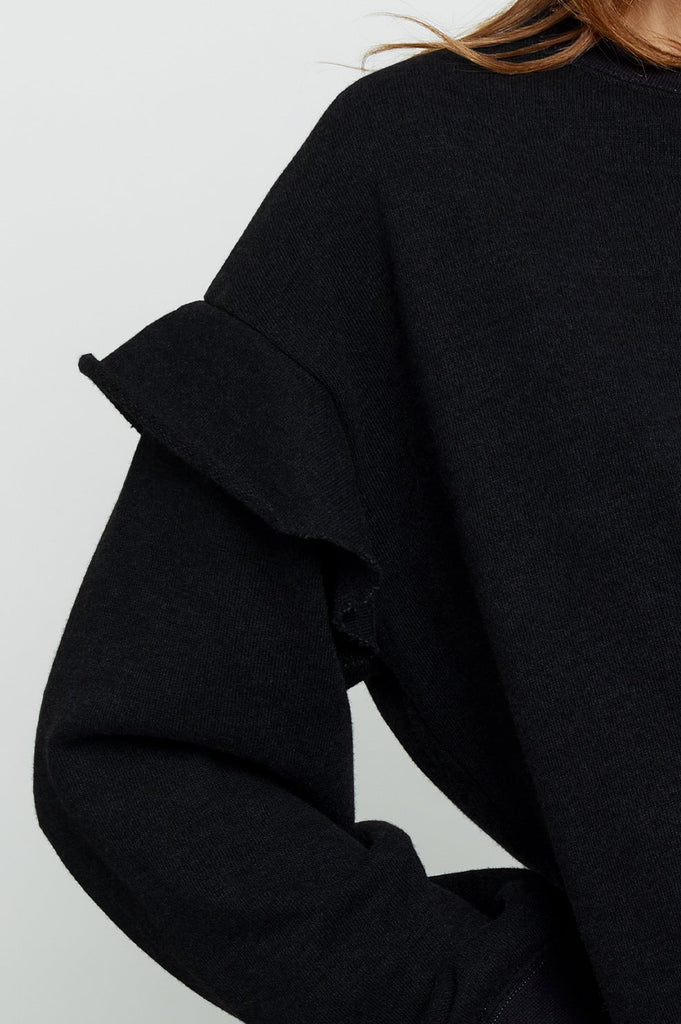 Rails Pauline Ruffled Sweatshirt in Black