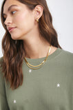 Rails Ramona Sweatshirt in Olive with Embroidered Ivory Stars