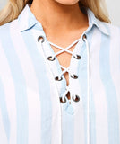 Rails Uli Lace-up Top in Block Stripe