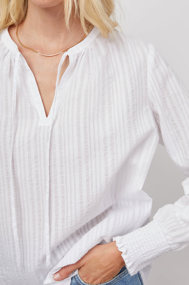 Rails Caterina Pullover Blouse in Powder White Stripe