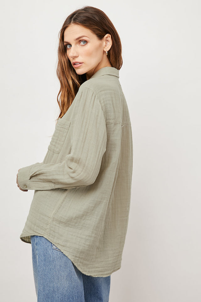 Rails Ellis Button-Down Blouse in Sage