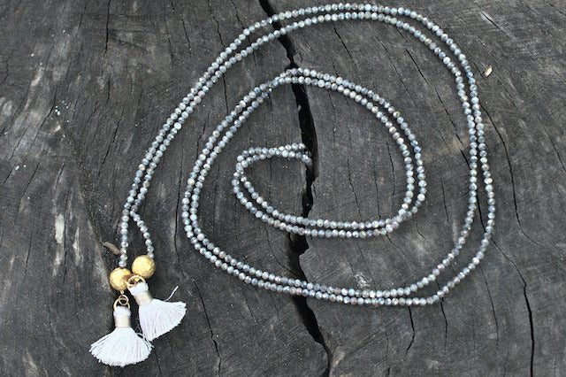 Sonya Renee Double Lariat Wrap in Silver Pyrite